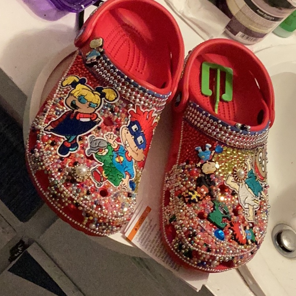 PERRER RED RugRats inspired CROC BLING in colorful Rhinestones